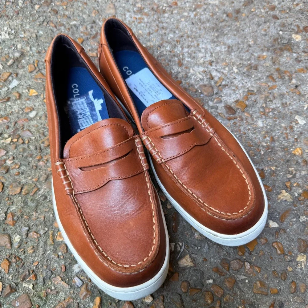 Cole Haan Mens C38626 British Tan Leather Penny Loafer Sneakers Size 10M